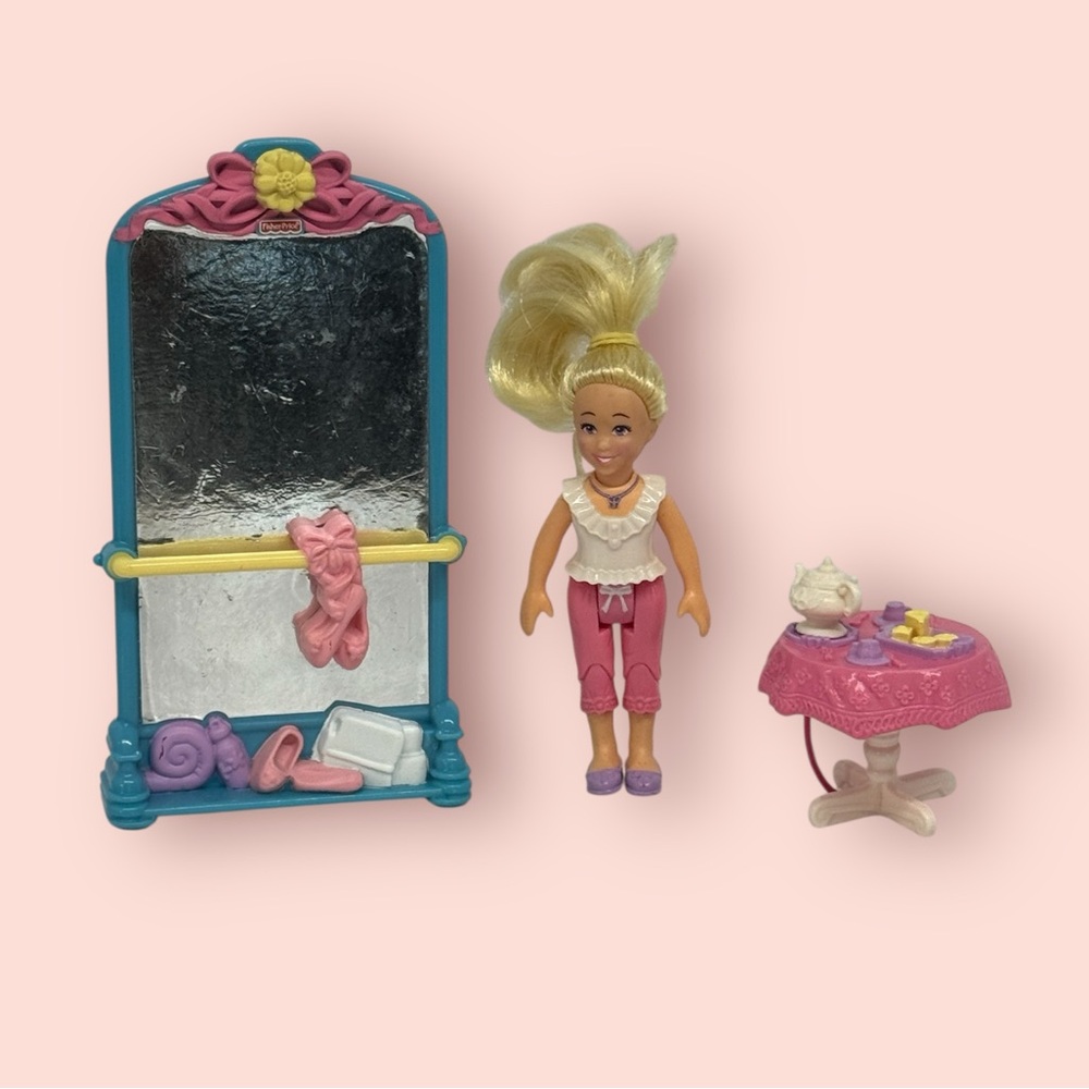 Fisher Price Loving Family Sister Girl Figure Ballerina Ballet Mirror Tea Table